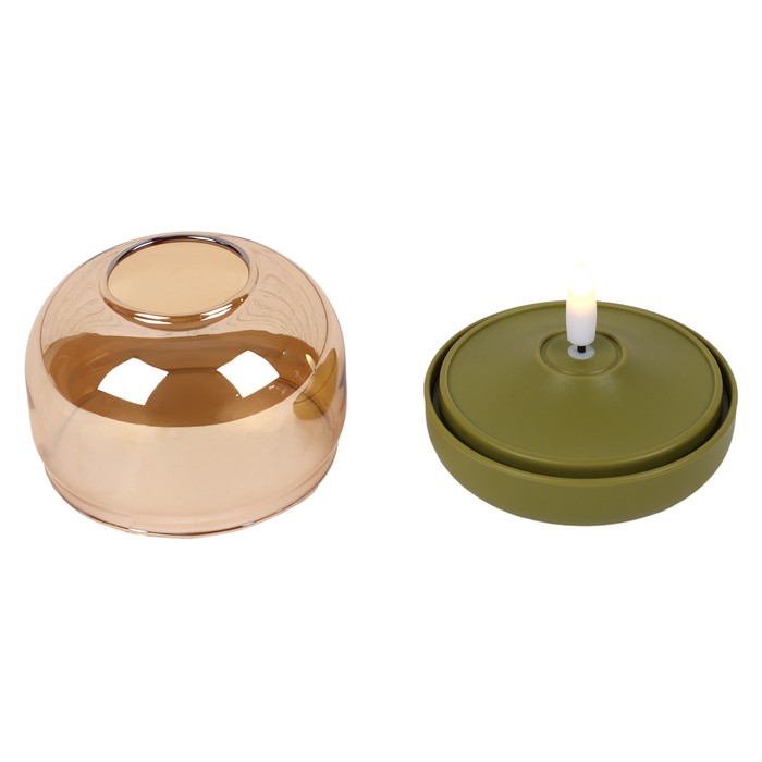 Lumanare decorativa, GS, Becuri LED, 10cm, Oliv, Plastic