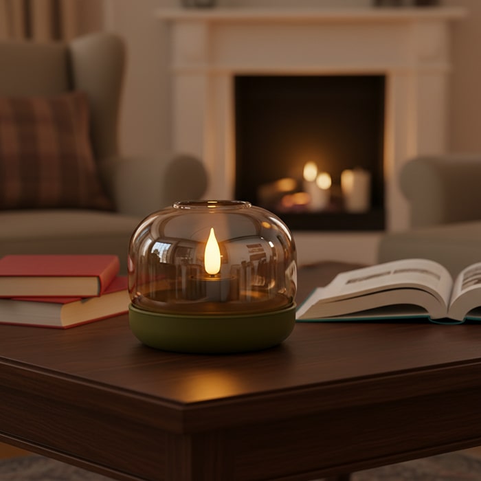 Lumanare decorativa, GS, Becuri LED, 10cm, Oliv, Plastic