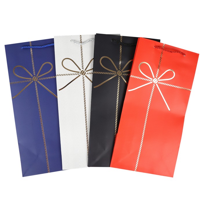 Punga cadou, GLOBAL CHRISTMAS, 36 cm, Diverse Culori, Pentru Vin, Hartie