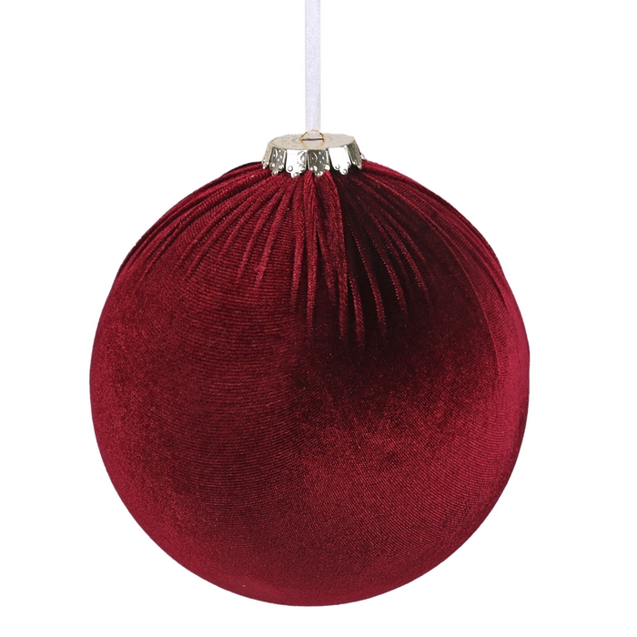 Christmas ball, GLOBAL DECORATION, 20cm, Burgundy, Velveteen