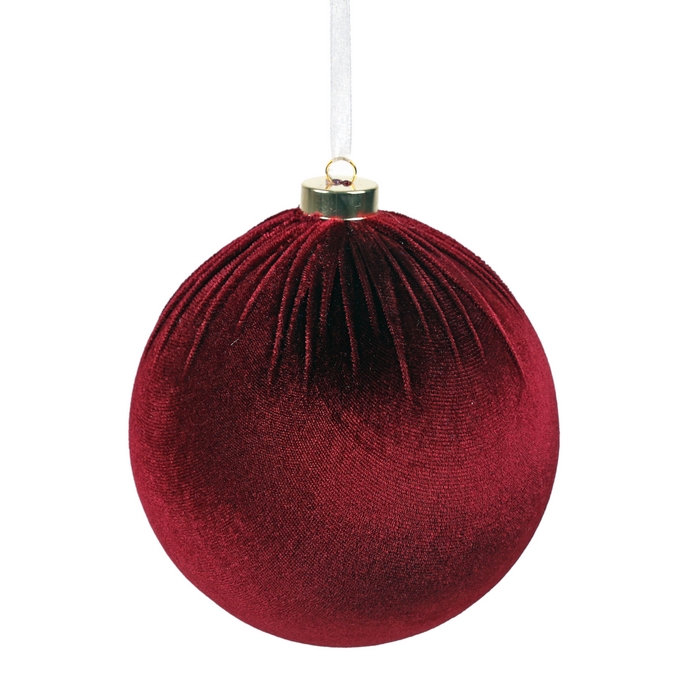 Christmas ball, GLOBAL DECORATION, 15cm, Burgundy, Velveteen