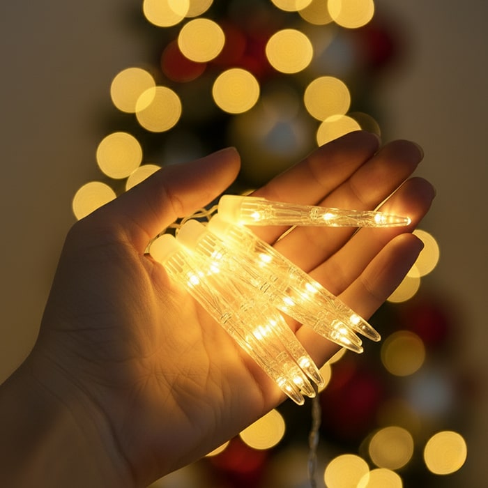 Instalatie luminoasa turturi, GLOBAL CHRISTMAS, 40 becuri LED, 3 m, Alb, 220/240 V, Transparent, Lumina Calda