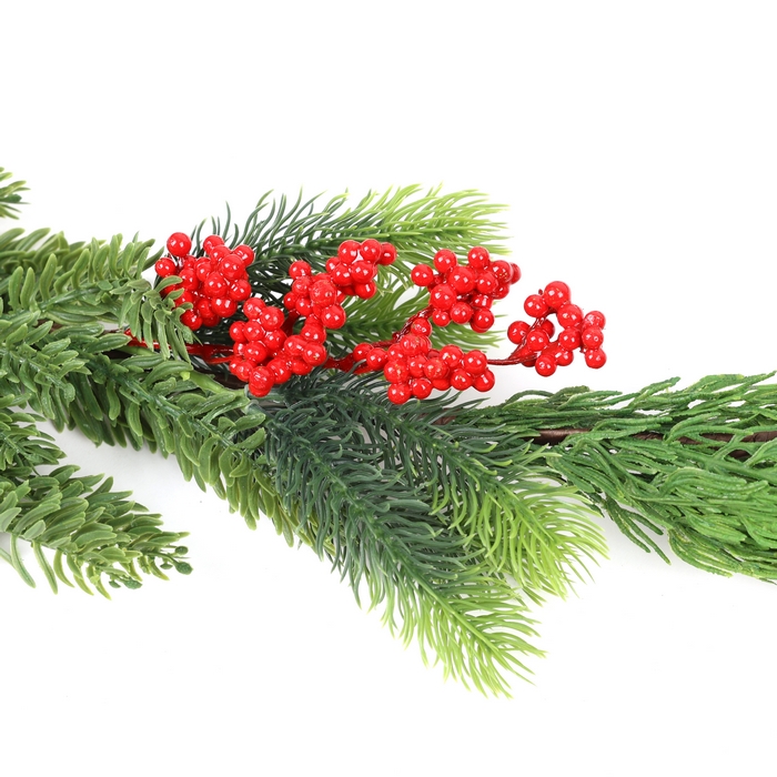 Ghirlanda decorativa, GLOBAL CHRISTMAS, 180cm, Verde, PE, Pomusoare