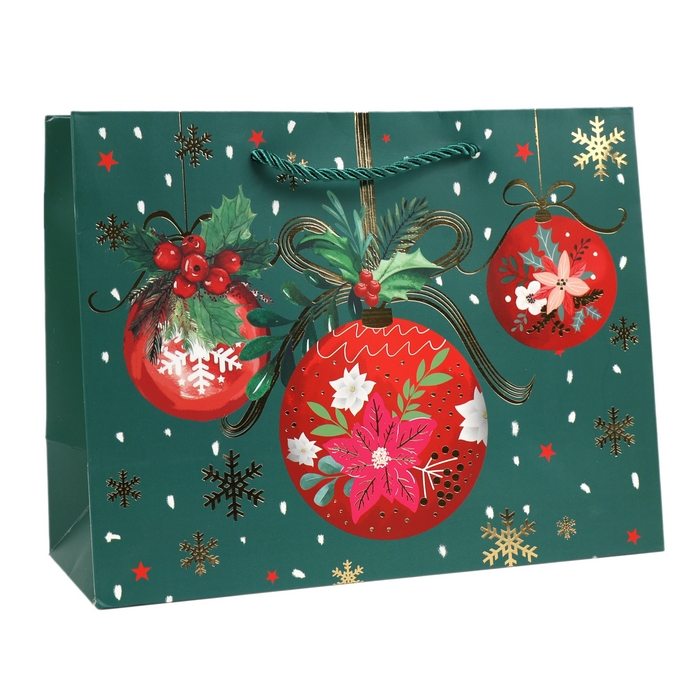 Punga cadou, GLOBAL CHRISTMAS, 23x18x10 cm, Diverse Culori, Cu imprimeu, Orizontala, Hartie