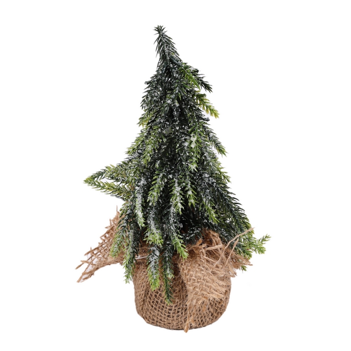 Декоративная рождественская елка, GLOBAL CHRISTMAS, 20 см, Зеленый, ПВХ, Заснеженная