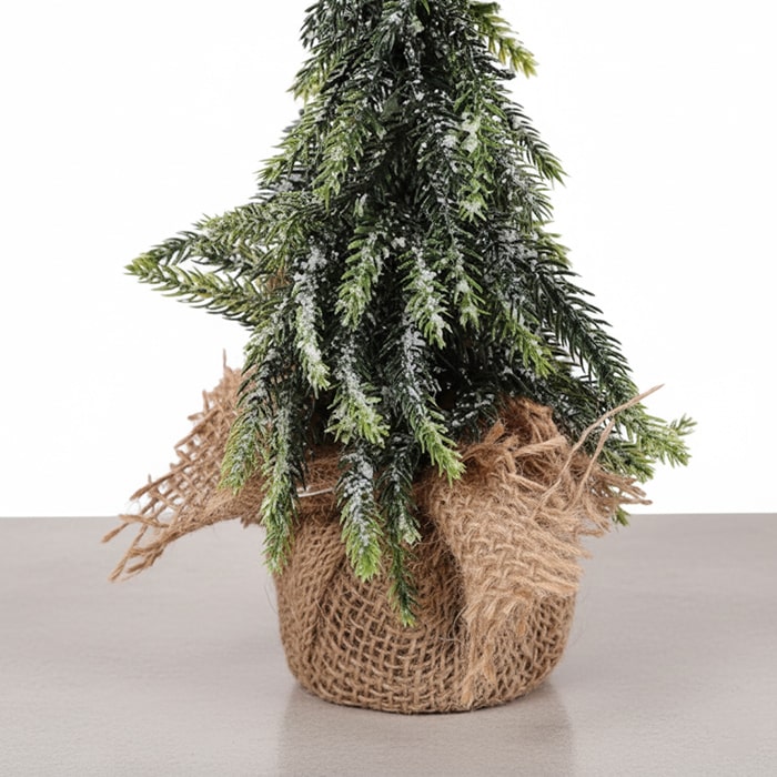 Декоративная рождественская елка, GLOBAL CHRISTMAS, 20 см, Зеленый, ПВХ, Заснеженная