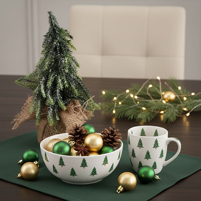 Декоративная рождественская елка, GLOBAL CHRISTMAS, 20 см, Зеленый, ПВХ, Заснеженная