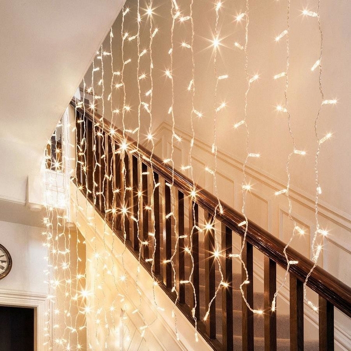 Christmas lighst curtain, GLOBAL CHRISTMAS, 450 bulbs LED, 3x3m, Warm White, 220/240 V, Transparent