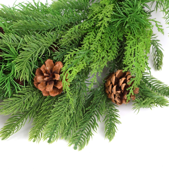 Coronita de craciun, GLOBAL CHRISTMAS, 60cm, Verde, PE, Conuri