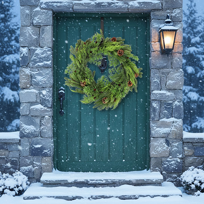 Coronita de craciun, GLOBAL CHRISTMAS, 60cm, Verde, PE, Conuri