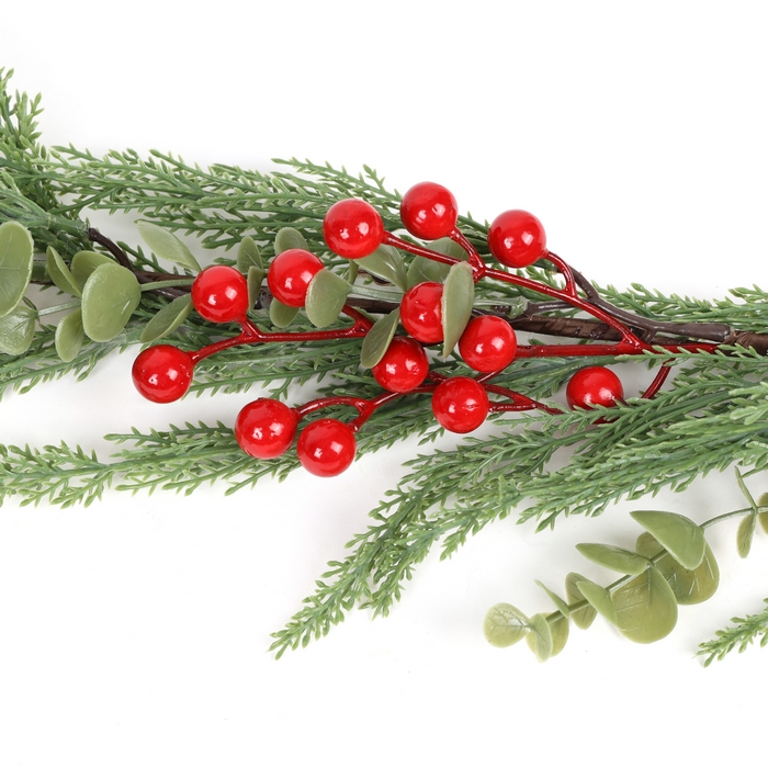 Ghirlanda decorativa, GLOBAL CHRISTMAS, 130cm, Verde, PE, Pomusoare