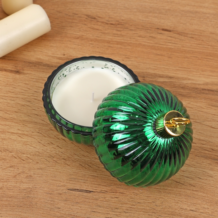 Lumanare parfumata, GLOBAL CHRISTMAS, 10 cm, Verde, Parafina