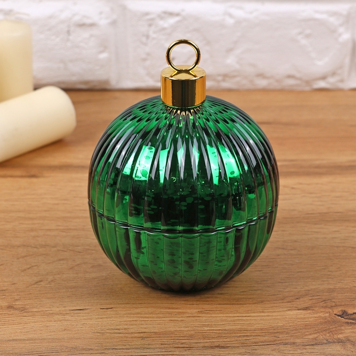 Lumanare parfumata, GLOBAL CHRISTMAS, 10 cm, Verde, Parafina