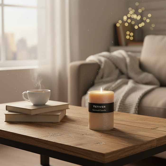 Decorative candle, GS, 10 cm, Cream, Paraffin