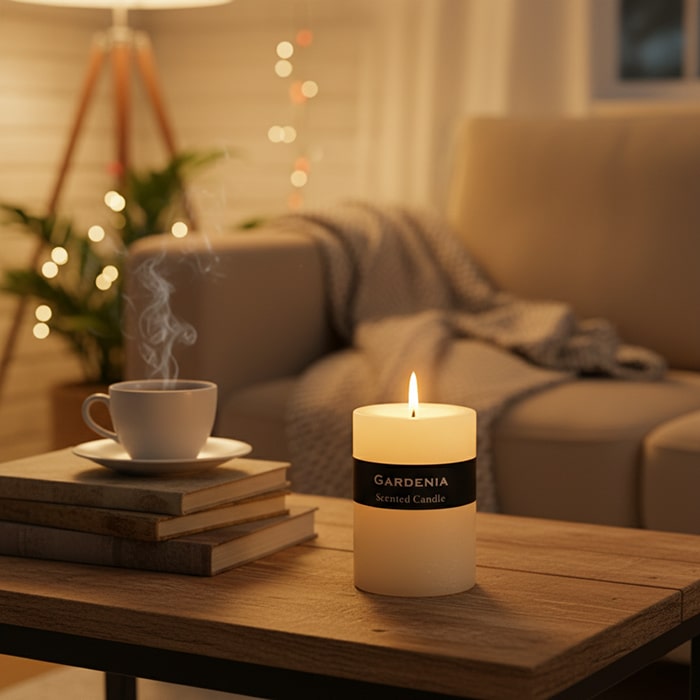 Decorative candle, GS, 10 cm, White, Paraffin