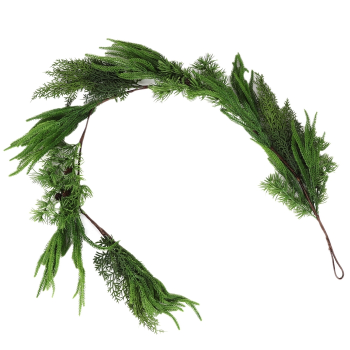 Ghirlanda decorativa, GLOBAL CHRISTMAS, 180cm, Verde, PE, Conuri