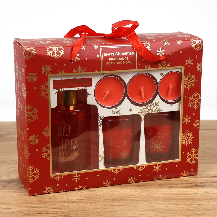 Set aromadifuzor si lumanare, GLOBAL CHRISTMAS, 6 piese, Diverse Culori, 100 ml