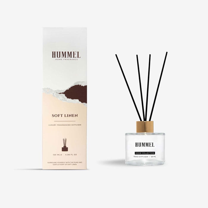 Reed diffuser, HUMMEL, 120ml, Soft Linen, with sticks
