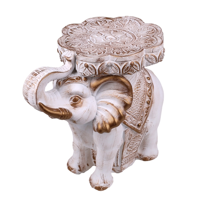 Статуэтка-подставка слон малый, ORIENS, Гипс, Золотистый