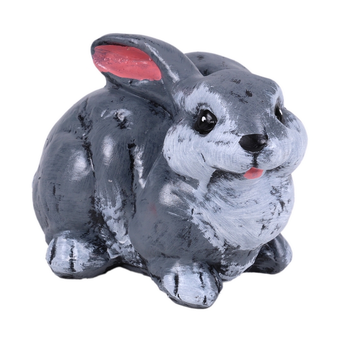 Figurina iepure cu ciupearca, ORIENS, Gips, Multicolor, Mat