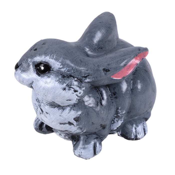 Figurina iepure cu ciupearca, ORIENS, Gips, Multicolor, Mat
