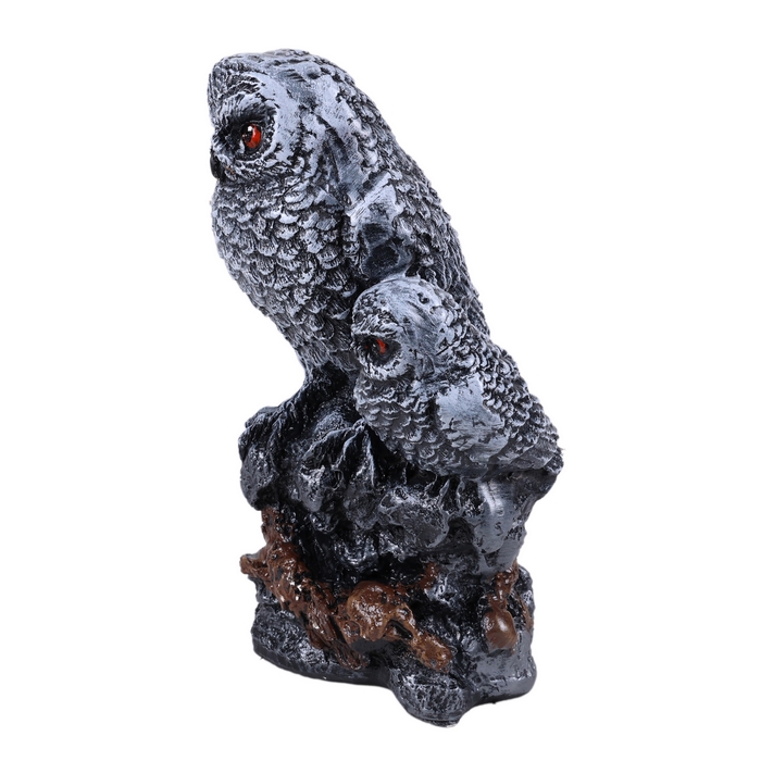Figurina gradina familie de bufnita, ORIENS, Maro, Gips