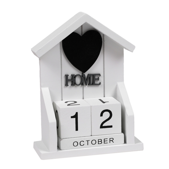 Calendar de masa, GS, Lemn, 12x15.5x5 cm, Alb