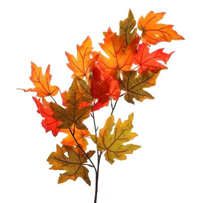 Creanga decorativa din frunze, GLOBAL AUTUMN, Oranj, 70 cm, Artar, PVC