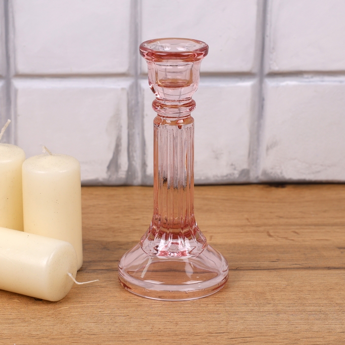 Candlestick, GS, Glass, Pink, M