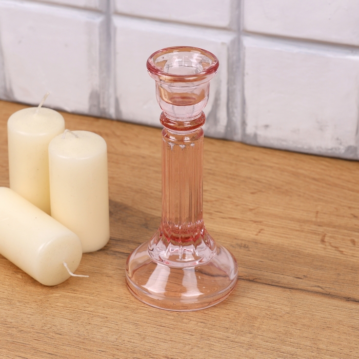 Candlestick, GS, Glass, Pink, M