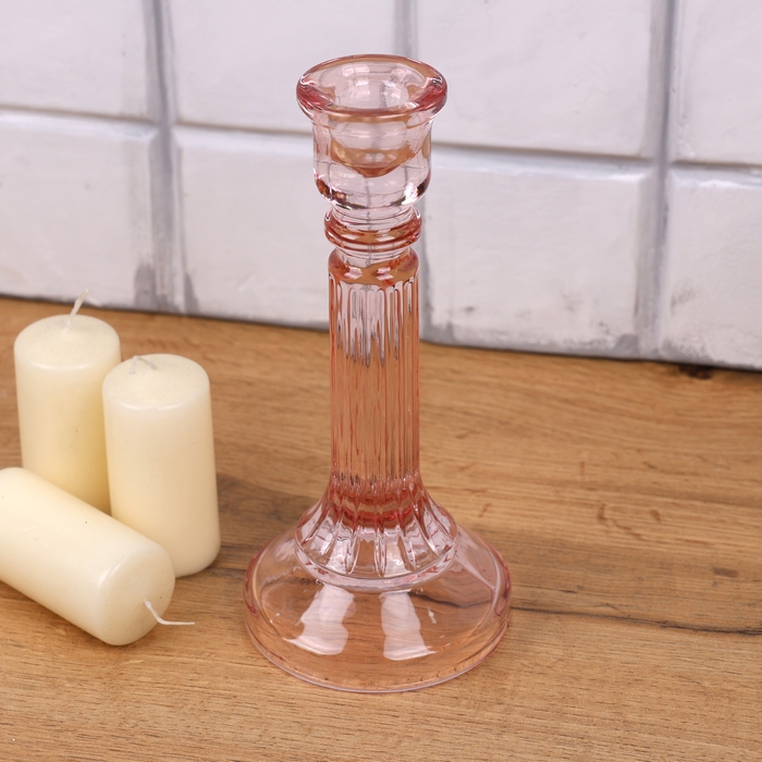 Candlestick, GS, Glass, Pink, L