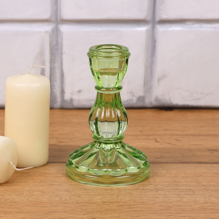 Candlestick, GS, Glass, Green, S