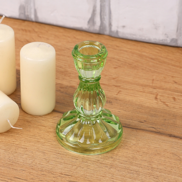 Candlestick, GS, Glass, Green, S