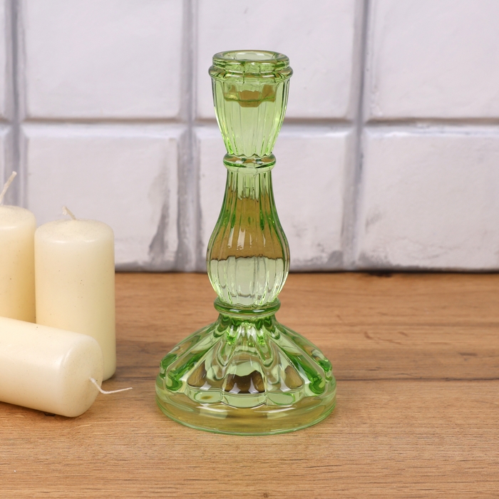 Candlestick, GS, Glass, Green, M
