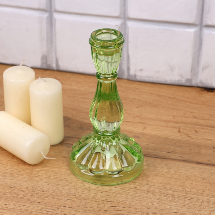 Candlestick, GS, Glass, Green, M