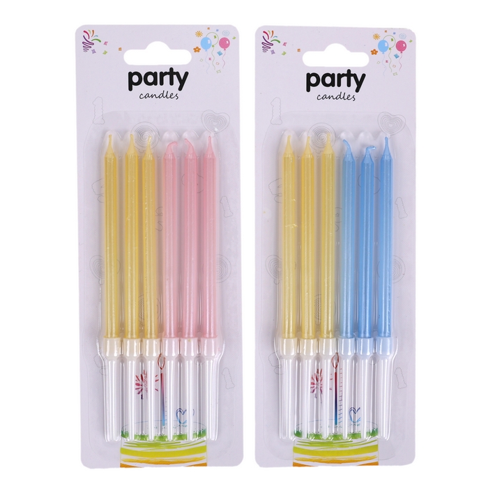 Юбилейная свеча, Party, 6 шт, Различные Цвета, 10 cm, Парафин