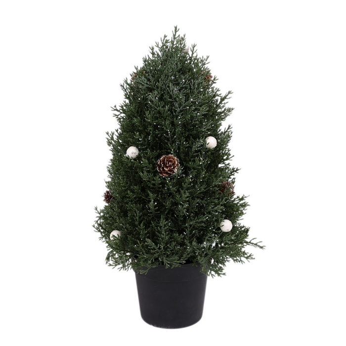 Brad de craciun decorativ, GLOBAL CHRISTMAS, 32 cm, PE, Verde, Conuri