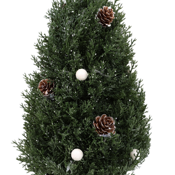Brad de craciun decorativ, GLOBAL CHRISTMAS, 32 cm, PE, Verde, Conuri