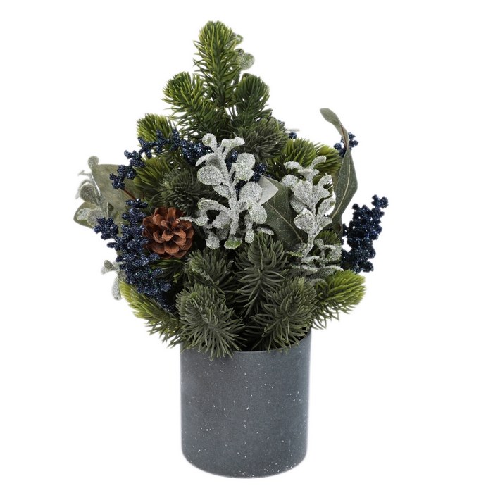 Brad de craciun decorativ, GLOBAL CHRISTMAS, 34 cm, PE, Verde, Conuri si Pomusoare