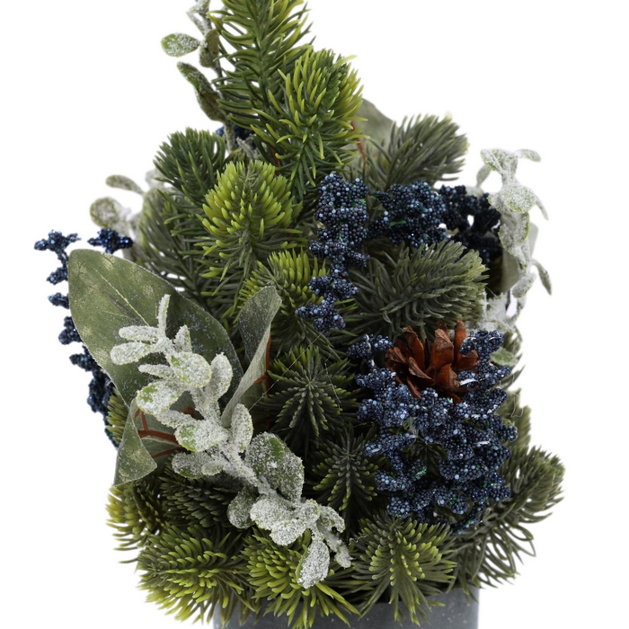Brad de craciun decorativ, GLOBAL CHRISTMAS, 34 cm, PE, Verde, Conuri si Pomusoare