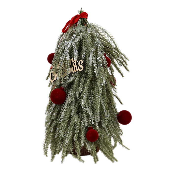 Brad de craciun decorativ, GLOBAL CHRISTMAS, 36 cm, PE, Verde