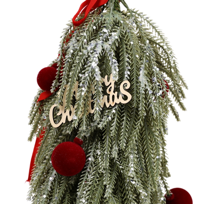 Brad de craciun decorativ, GLOBAL CHRISTMAS, 36 cm, PE, Verde