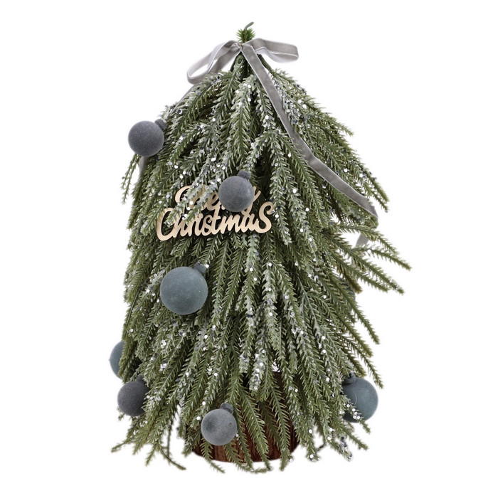 Brad de craciun decorativ, GLOBAL CHRISTMAS, 36 cm, PE, Verde