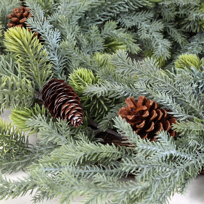 Новогодний декоративный венок, GLOBAL CHRISTMAS, 55 см, Зеленый, Шишки