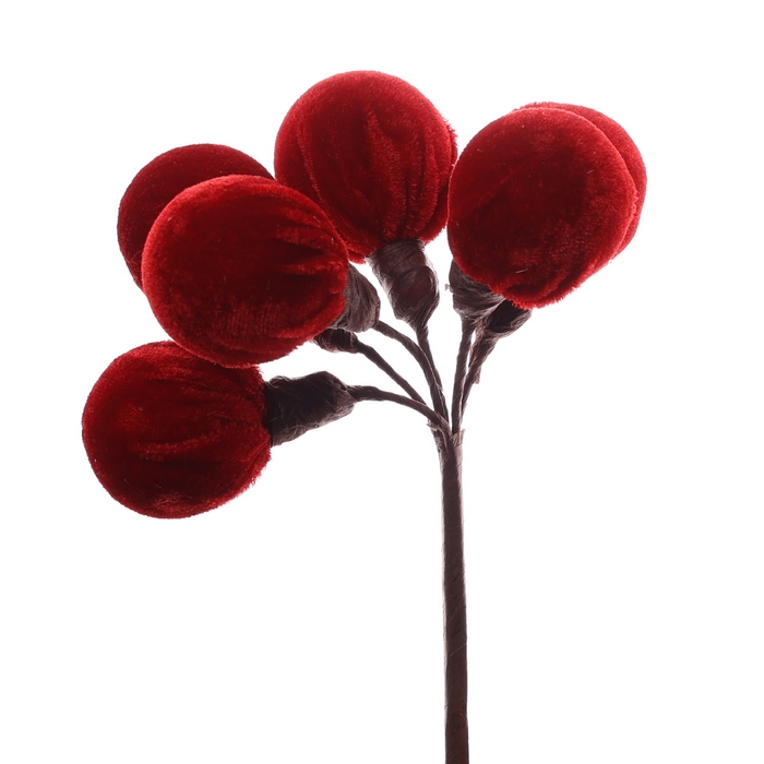 Christmas branch, GLOBAL CHRISTMAS, Berries, 23 cm, Red