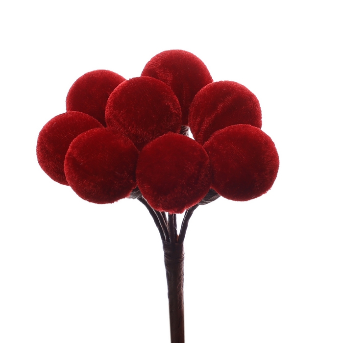 Christmas branch, GLOBAL CHRISTMAS, Berries, 10 cm, Red
