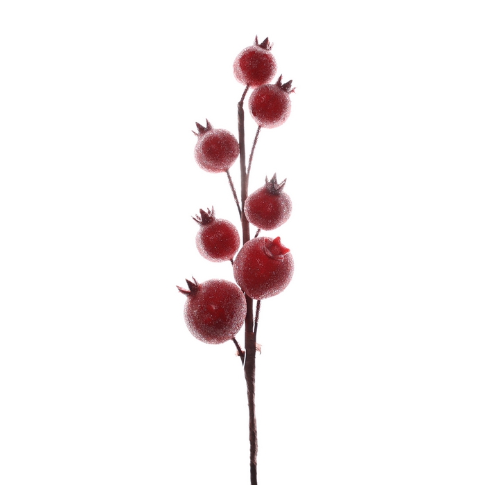 Christmas branch, GLOBAL CHRISTMAS, Pomegranate, 7 buds, Red