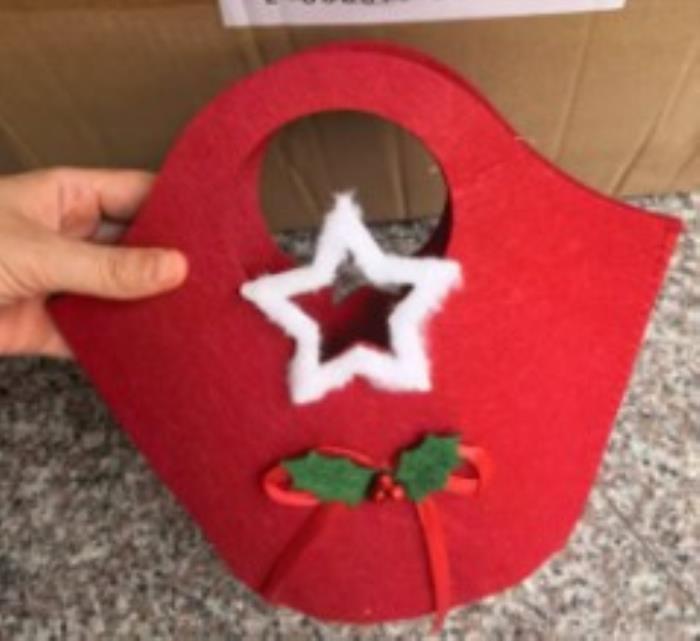 Geanta cadou, GLOBAL CHRISTMAS, 23x7x26 cm, Fetru, Rosu