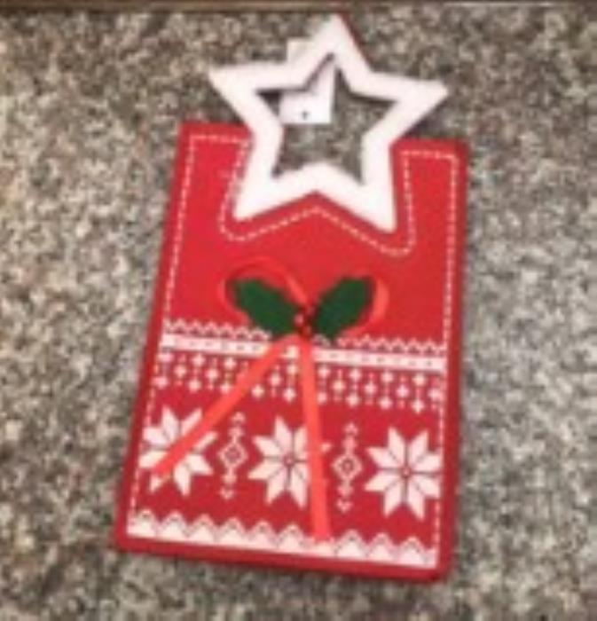 Geanta cadou, GLOBAL CHRISTMAS, 15x20cm, Fetru, Rosu