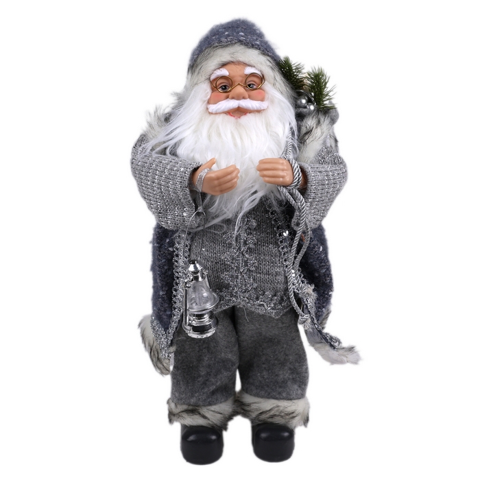 Дед мороз, GLOBAL CHRISTMAS, 45 см, Cеребристый, ПВХ